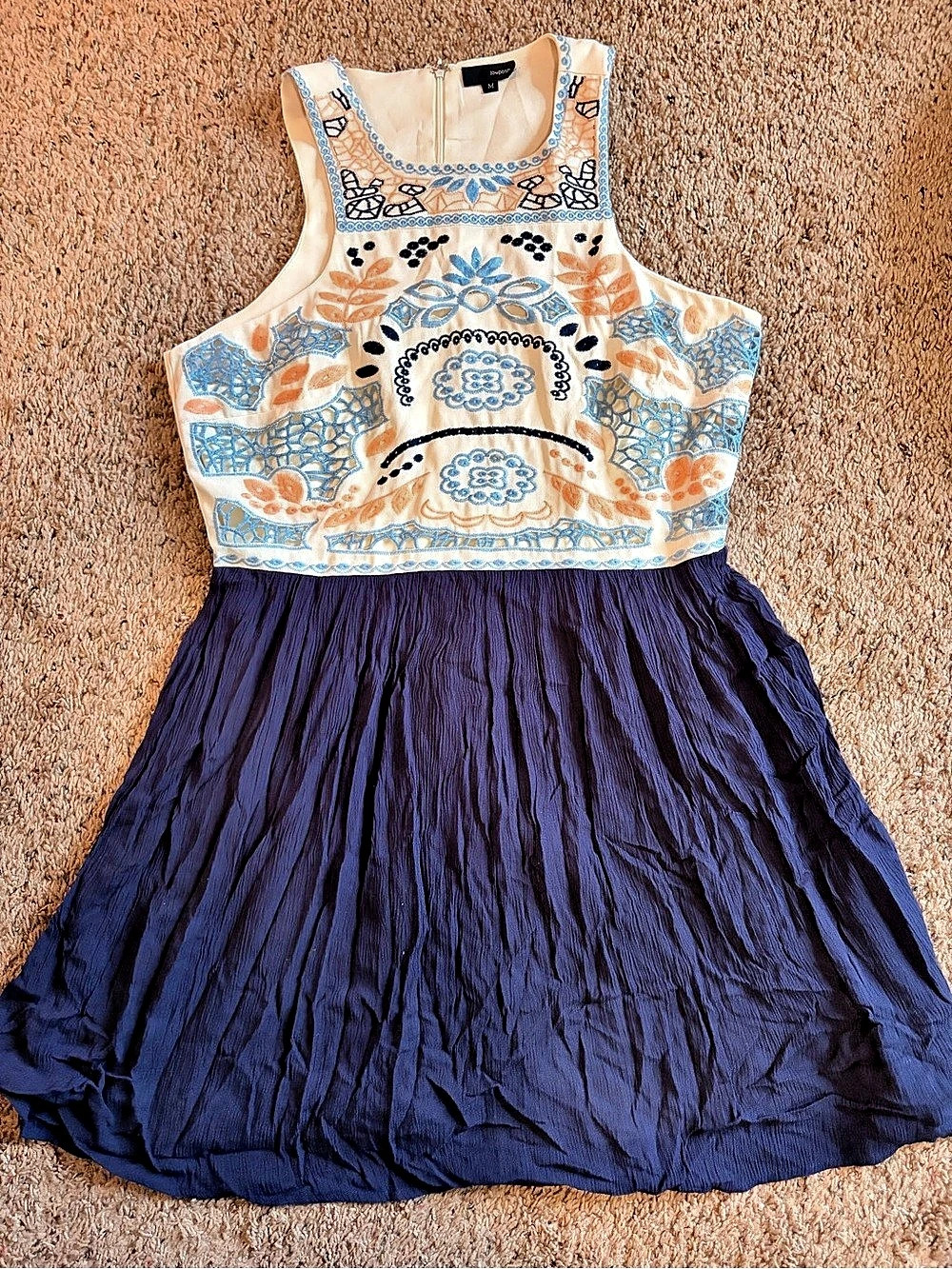 Medium Missoni Embroidered Maxi Dress in Blue & Cream Size Medium